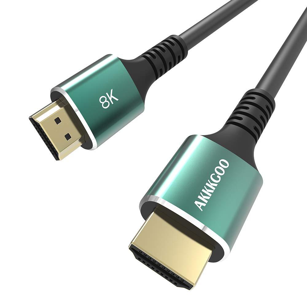 AKKKGOO 8K HDMI Cable 10ft HDMI 2.1 Cable Real 8K, High Speed 48Gbps 8K(7680x4320)@60Hz, 4K@120Hz, HDCP 2.2, 4:4:4 HDR, 3D, eARC Compatible with Apple TV, Samsung QLED TV (3M) 10ft/3m