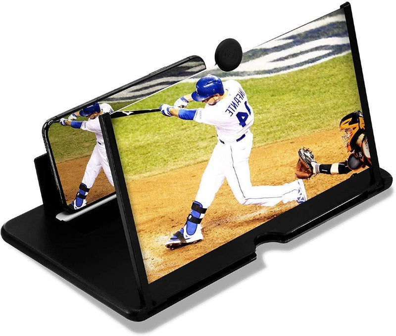 12'' Screen Magnifier For Cell Phone|Mobile Phone Magnifying Projector Screen With Stand.3D Portable Universal Screen Amplifier For Video And Gaming | Screen Magnifying Phone Mount For All Smartphones Black