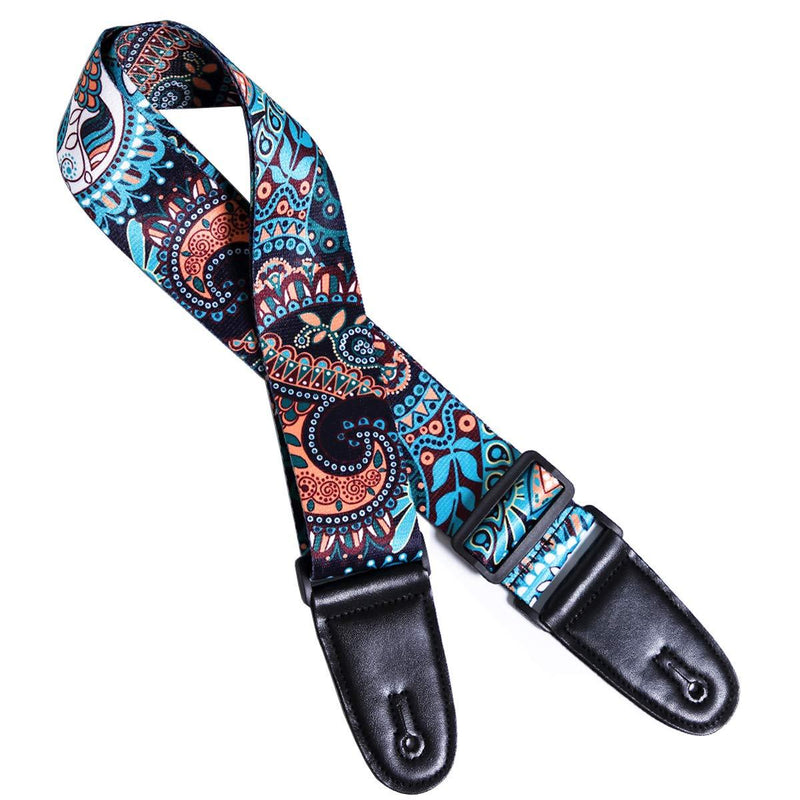 WOGOD Guitar Strap Jacquard Acoustic Guitar Strap ,Colorful Electric and Bass Guitar Shoulder Strap (Blue-green)