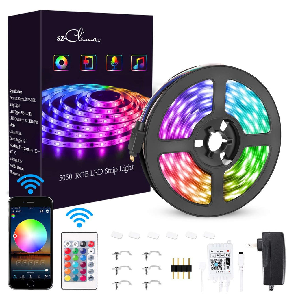 [AUSTRALIA] - SZ-Climax Smart WiFi Colorful RGB LED Strip Lights Compatible with Alexa, Google Home Brighter 5050 LED, 16 Million Colors App Controlled Music Rope Light for Home, Party, for iOS Android (16.4FT/5M) 16.4FT/5M 