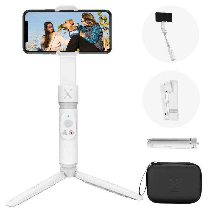 ZHIYUN Smooth X Gimbal Stabilizer, Foldable Selfie Stick for Smartphone, Extendable Handheld iPhone Android Gimbal, YouTube Vlog Live Video, Face Tracking, Gesture & Zoom [Tripod & Case], White