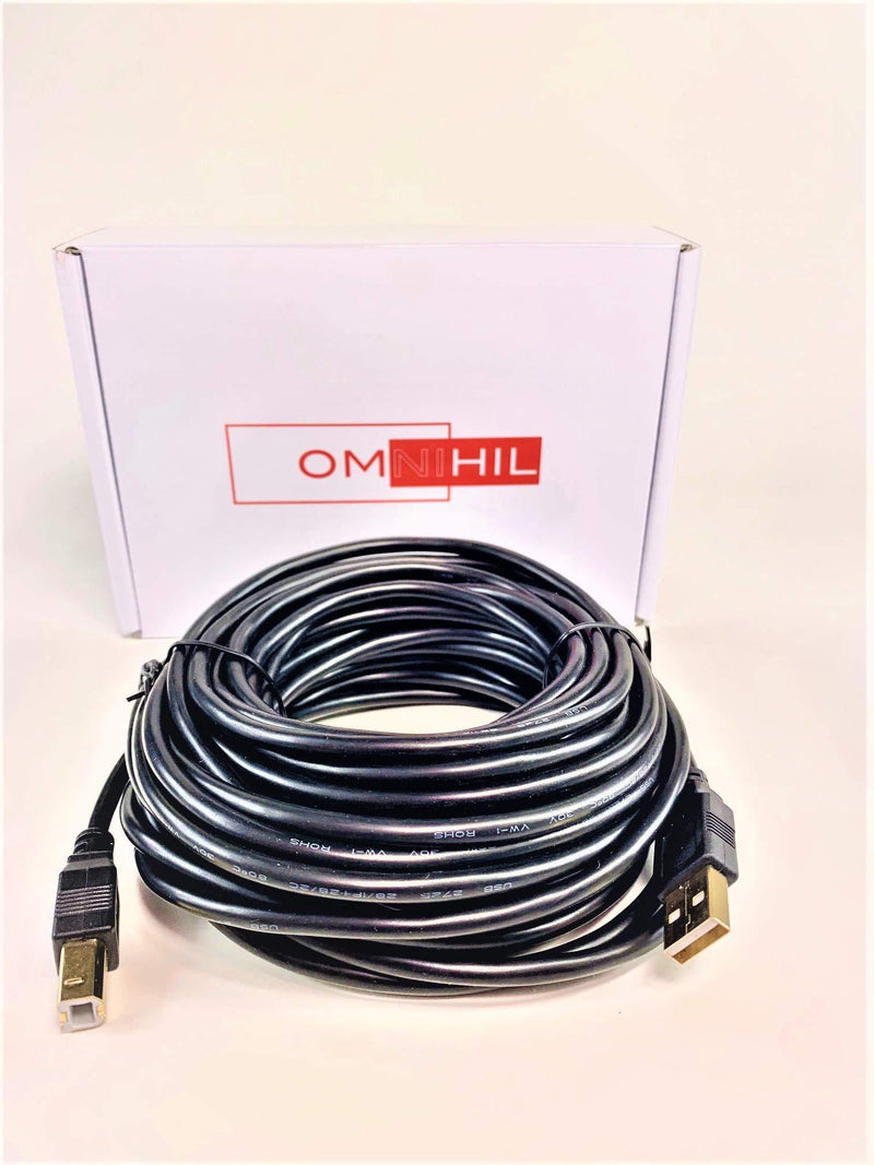 OMNIHIL Black 30 Feet Long USB-A-to-USB-B Cable Compatible with Digital Pianos, DJ Controllers, DJ Turntables Plus Many More.NOT to be Used for Printers.