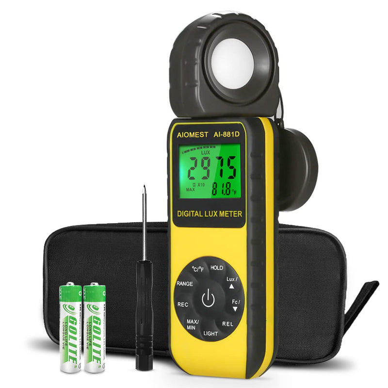 [AUSTRALIA] - ANNMETER AN-881D Digital Illuminance Meter, Lux Meter with 0.01-400,000 Lux (0.01-40,000 FC) Foot Candle Measuring Ranges, Light Meter for Plants, Par Meter with 270°Rotatable Detector AI-881D Illuminance Meter Range 0.1~400,000Lux 