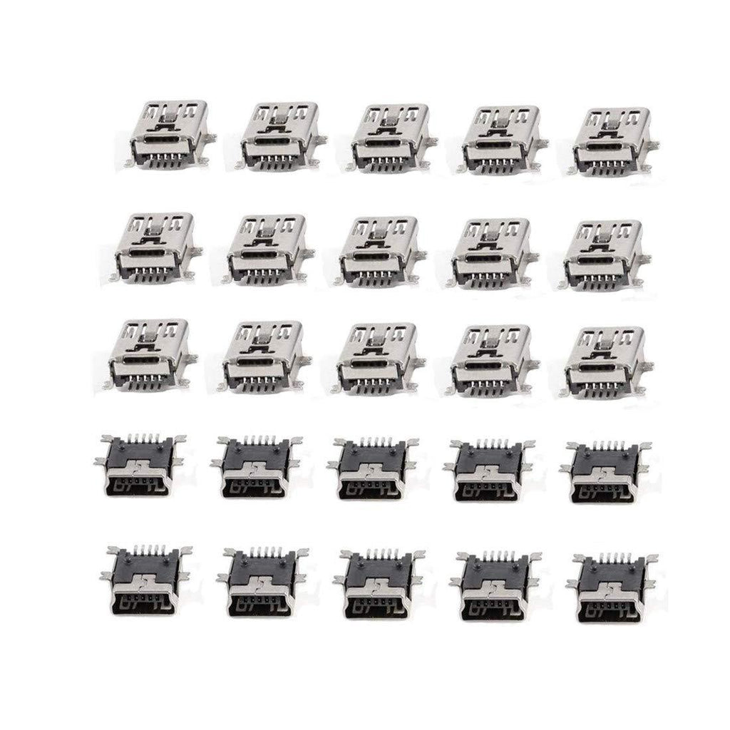 QMseller Mini USB Type B Female Port 5-Pin 180 Degree SMD SMT PCB Jack Socket - (25 Pcs)