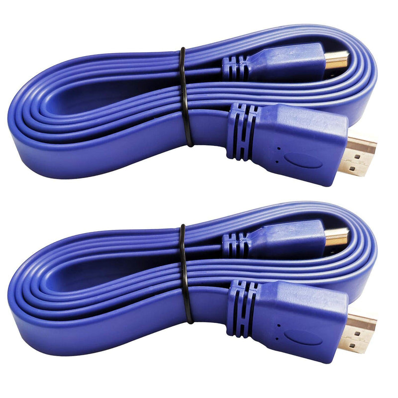 LINGYU 2 Pack HDMI Cable Flat 4.6ft/1.4m,Ultra HD 4K HDMI 1.4 Cable,HDMI to HDMI Cable Support 4K 3D,1080P,Audio Ethernet Return Channel (Blue) Blue