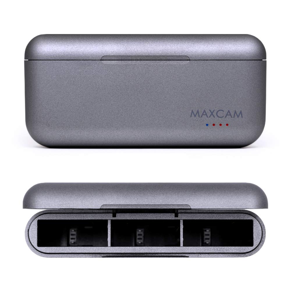 MAXCAM Power Triple Battery Charger for GoPro HERO8 Black / HERO7 Black / HERO6 Black / HERO5 Black Battery Charger for GoPro HERO8/7/6/5
