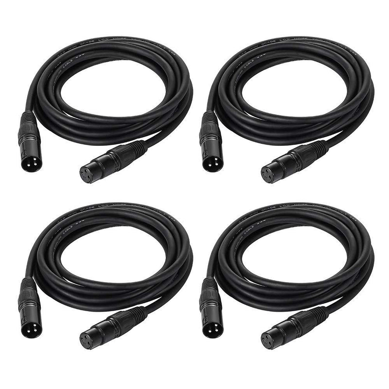 10ft / 3.04m DMX Cable, 4 Packs HiLite 3 Pin DMX Cables DMX Wires, DMX512 XLR Male to Female Stage Light Signal Cable with metal connectors, Connection for Stage & DJ Lighting fixtures 10ft / 3.04m Dmx Cable
