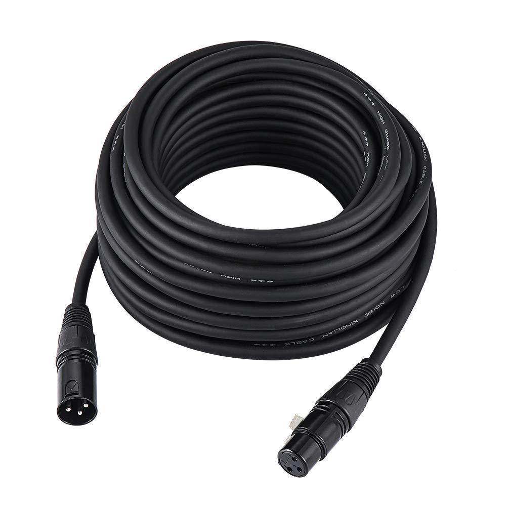50ft / 15.24m DMX Cable, HiLite 3 Pin DMX Cables DMX Wires, DMX512 XLR Male to Female Stage Light Signal Cable with metal connectors, Connection for Stage & DJ Lighting fixtures