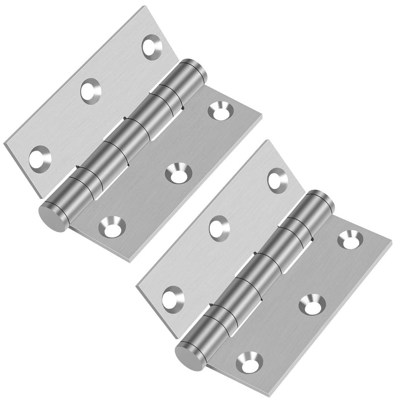 Hommyzone Commercial and Residential 3‘’x 2.4‘’ 304 Stainless Steel Door Hinges,3 Inch Ball Bearing Hinge with Square Corners (Silver)-Pack of 2