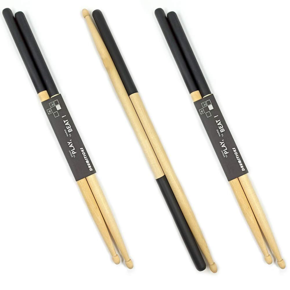 3 Pairs Drum Sticks Non-Slip Classic Maple Wood Drumsticks 5A Drumsticks for Adults, Kids, Students, and Beginners 3Pair