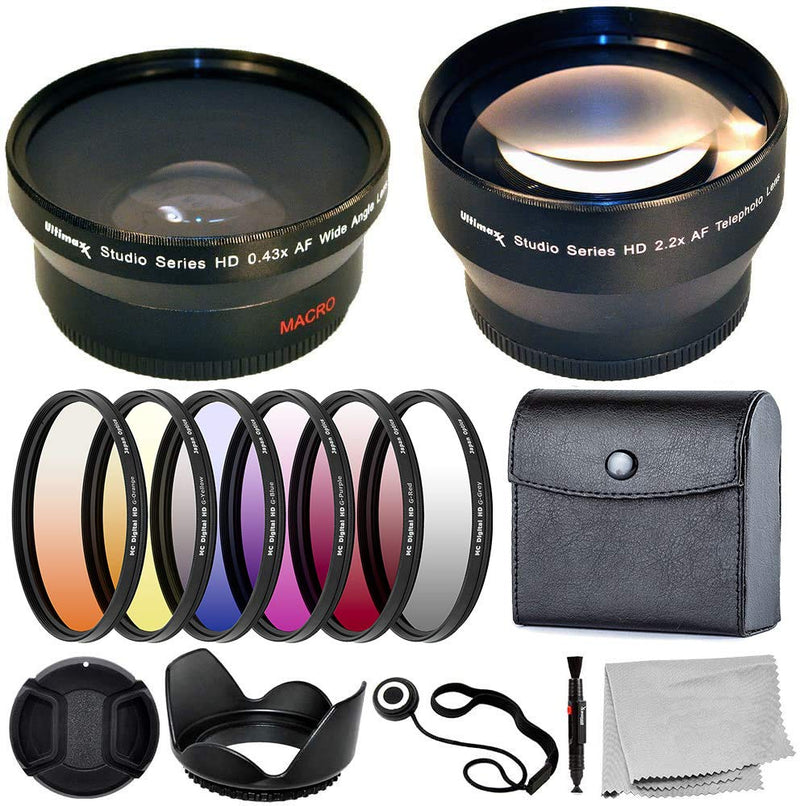Ultimaxx 58MM Complete Lens Filter Accessory Kit with 58MM 2.2X Telephoto and .43x Wide Angle/Macro Lenses for: Canon EOS Rebel 9000D 800D 760D 750D 700D 1300D 1200D and More