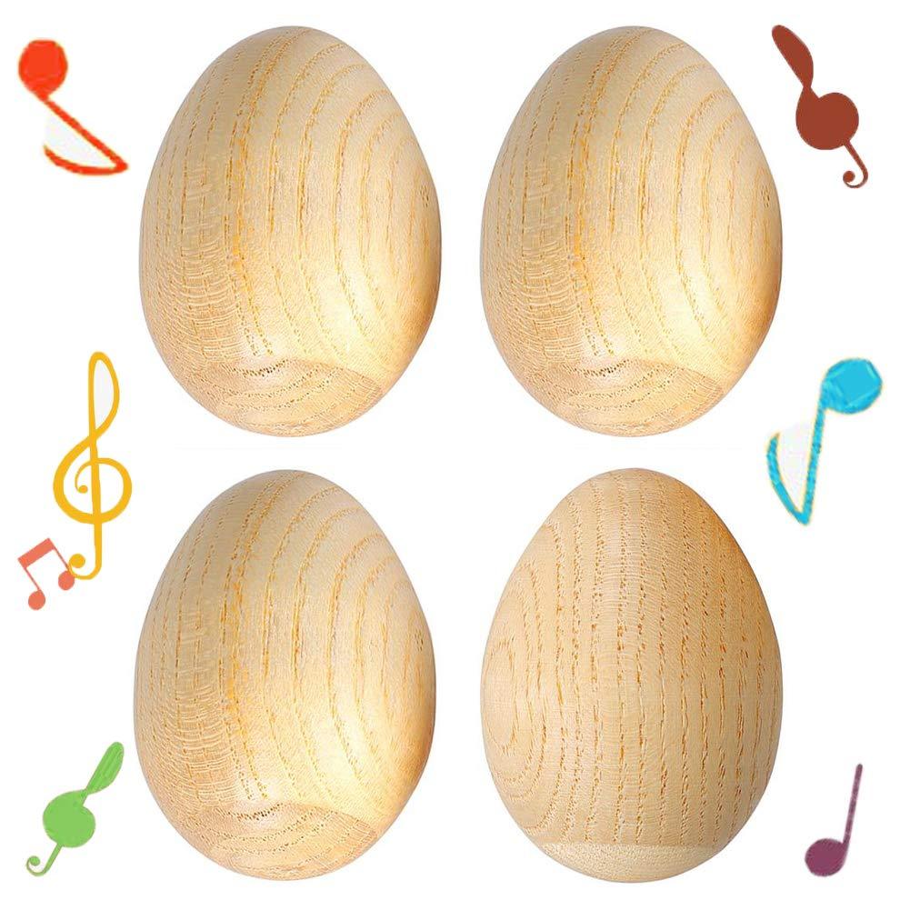 Wodden Egg Shakers 4 PCS - Musical Eggs Maracas Percussion Musical Instrunments Craft Gift by POLILI 4 Pieces