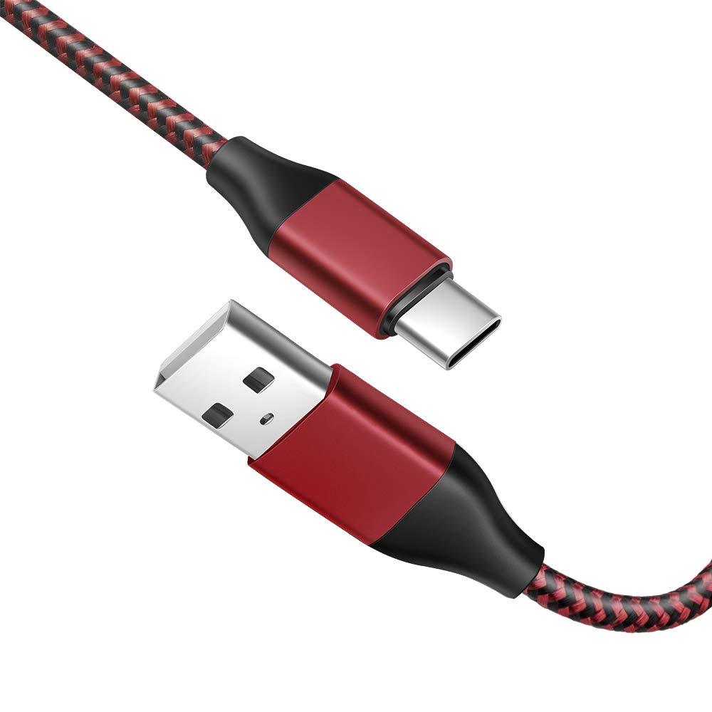 Type C Charging Cord Cable Compatible Samsung Galaxy Tab A 10.1(2019), 8.0(2017), 10.5, S6/ S5e/ S4/ S3/ Tab Active 2 Tablet- 2Pack 6.6Ft Charger Cord (Red) Red