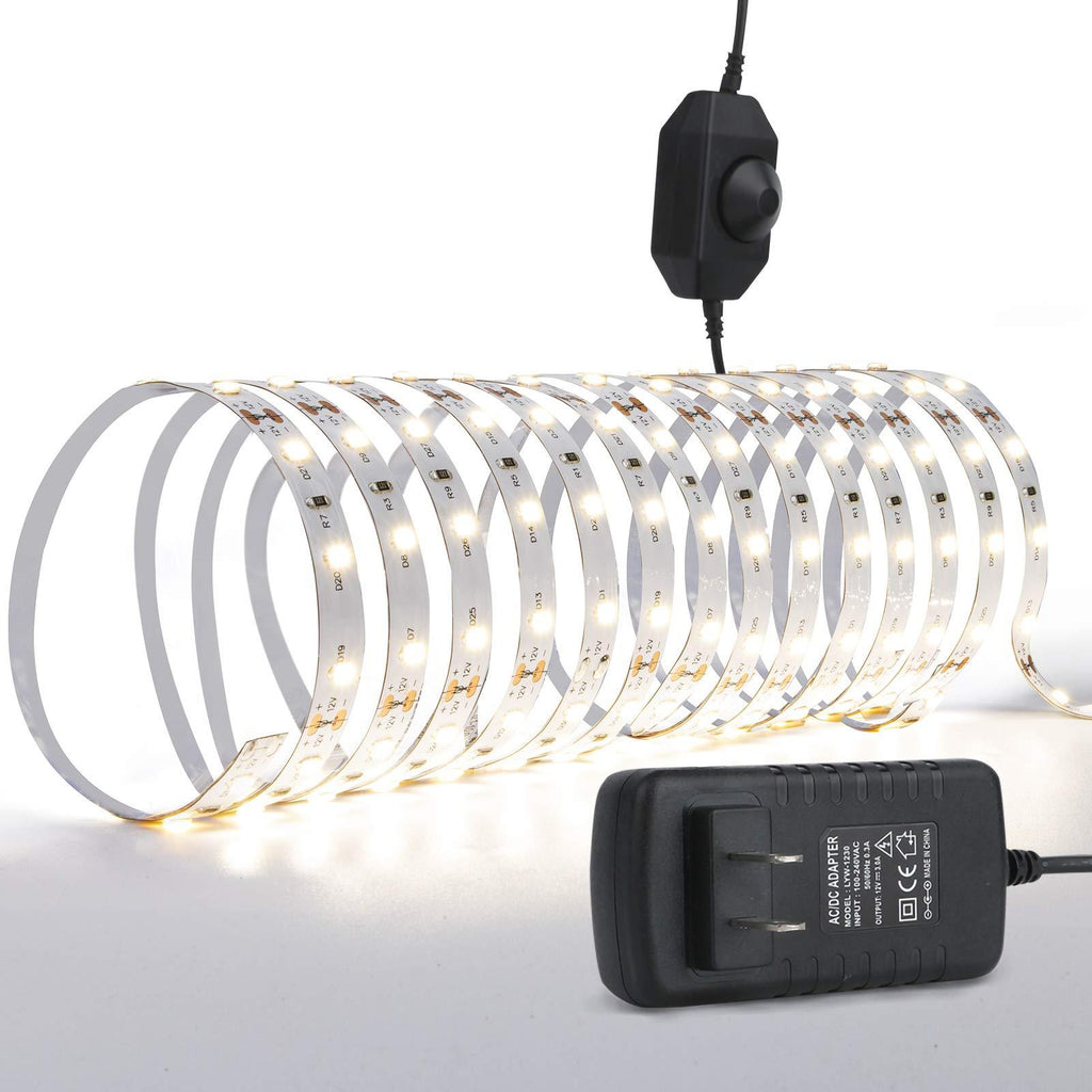 [AUSTRALIA] - bulbeats White LED Strip Light, 16.4FT 5000K Daylight White Dimmable Flexible LED Back Light for TV,12V DC Power Supply, Non-Waterproof Rope Light for Bar Home Decoration 