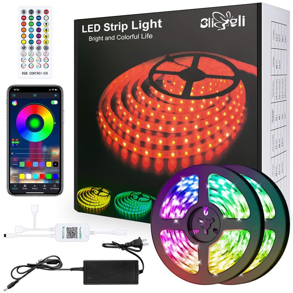 [AUSTRALIA] - Bligli LED Strip Lights, APP Control Bluetooth Multicolor LED Rope Lights, Music Sync with Color Changing Lights DIY for Room, Kitchen, Home, Party, Halloween, Christmas, Waterproof (32.8FT) 32.8FT 