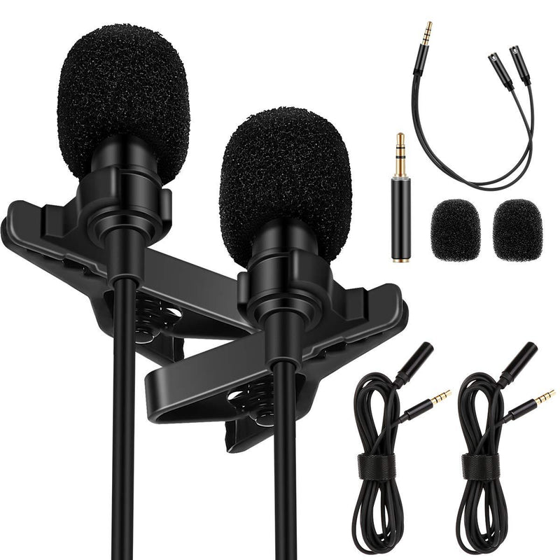 [AUSTRALIA] - AFANTY 2 Pack Lavalier Microphone, Professional Omnidirectional Condenser Mic Lapel Microphone for Smartphone, Laptop, Desktop PC, GoPro, DSLR. Dual Mic Set for Vlogging, Interview (59"+79") 
