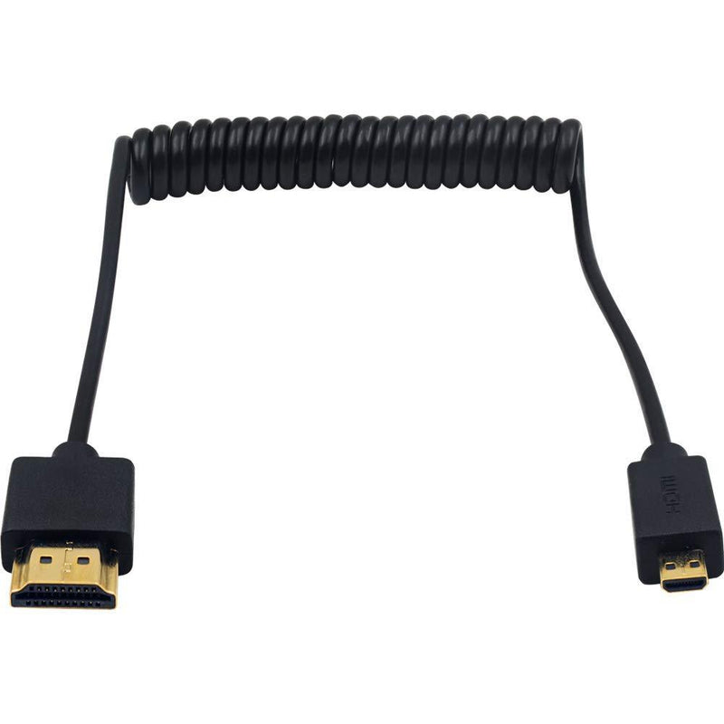 Duttek Micro HDMI to HDMI Coiled Cable, HDMI to Micro HDMI Coiled Cable, Extreme Slim/Thin Micro HDMI Male to HDMI Male Coiled Cable for 1080P, 4K, 3D, and Audio Return Channel (1.2M/4FT) 1.2M/4FT