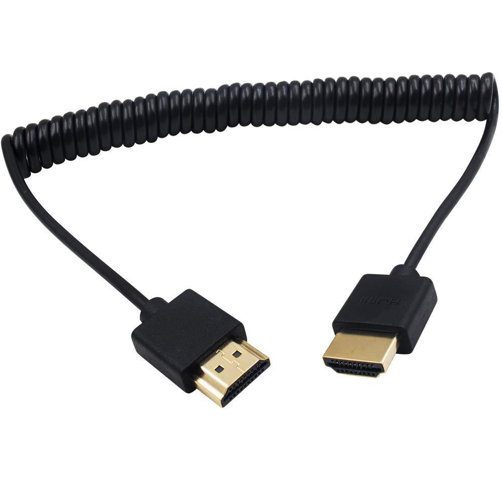 Duttek HDMI to HDMI Coiled Cable, 4K HDMI Cable, Extreme Thin HDMI Male to Male Extender Coiled Cable for 3D and 4K Ultra HD TV Stick HDMI 2.0 Cord Extension Converter(HDMI Extender) (1.8M/6FT) 1.8M/6FT