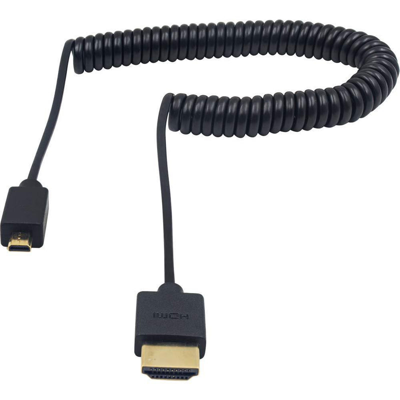 [AUSTRALIA] - Duttek Micro HDMI to HDMI Coiled Cable, HDMI to Micro HDMI Coiled Cable, Extreme Slim/Thin Micro HDMI Male to HDMI Male Coiled Cable for 1080P, 4K, 3D, and Audio Return Channel (2.5M/8.2FT) 2.5M/8.2FT 
