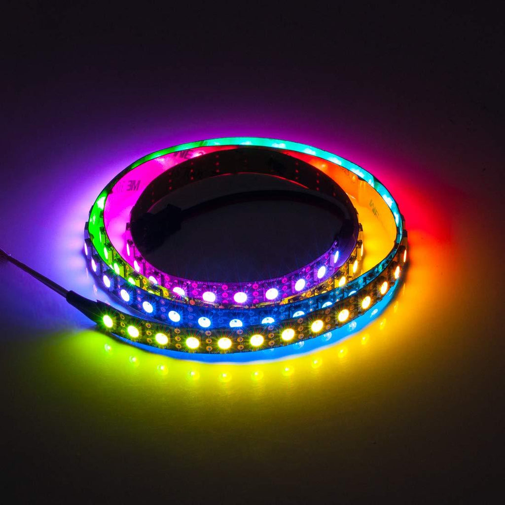 BTF-LIGHTING WS2812B ECO RGB Alloy Wires 5050SMD Individual Addressable 3.3FT 100 (2x50) Pixels/m Flexible Black PCB Full Color LED Pixel Strip Dream Color IP30 Non-Waterproof DIY Projects Only DC5V Black Pcb Ip30 1m 100LEDs/m
