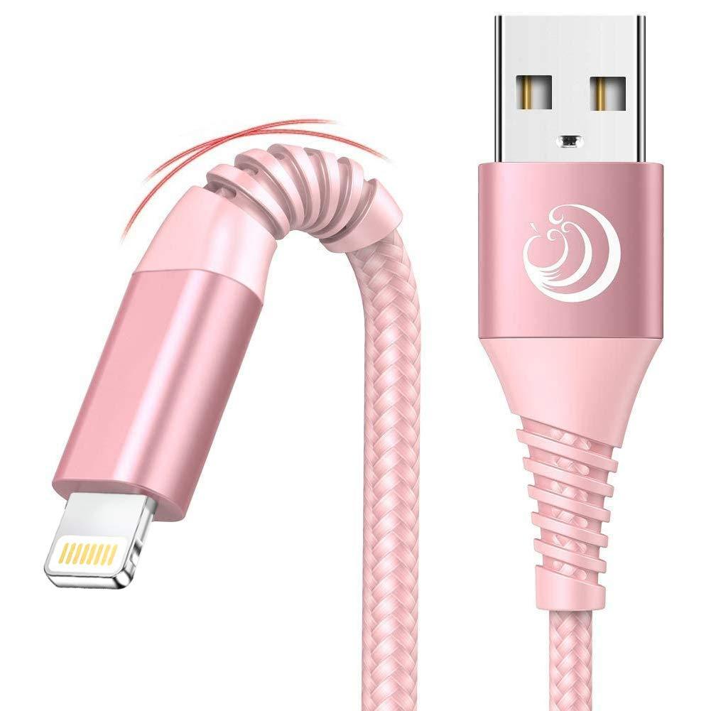 iPhone Charger 6ft 2Pack Aioneus Mfi Certified Lightning Cable Fast Charging Nylon Braided Phone Charger Cord Compatible with iPhone 12 Pro Max 11 Pro Xr Xs Max 10 8 Plus 7 6 6s 5c,SE 2020,iPad Pink