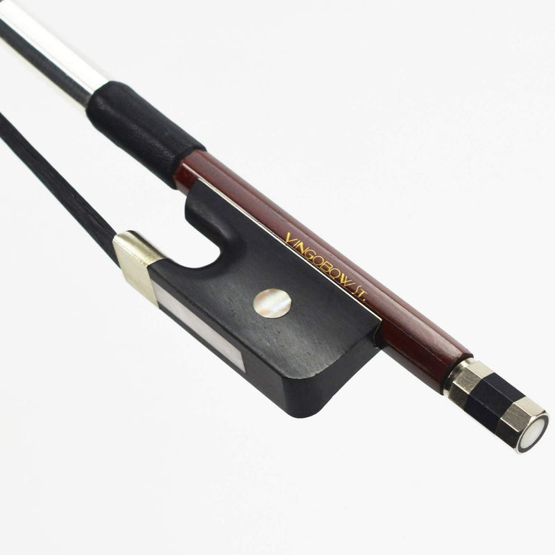 Black Horse Hair Half 1/2 Size Double Bass Bow French Model Wild Tone VINGOBOW 300BFB 68.5cm Brazilwood Stick Ebony Frog Straight Stick Smooth Tuner Easy Rosin Neat Works for High Level Student