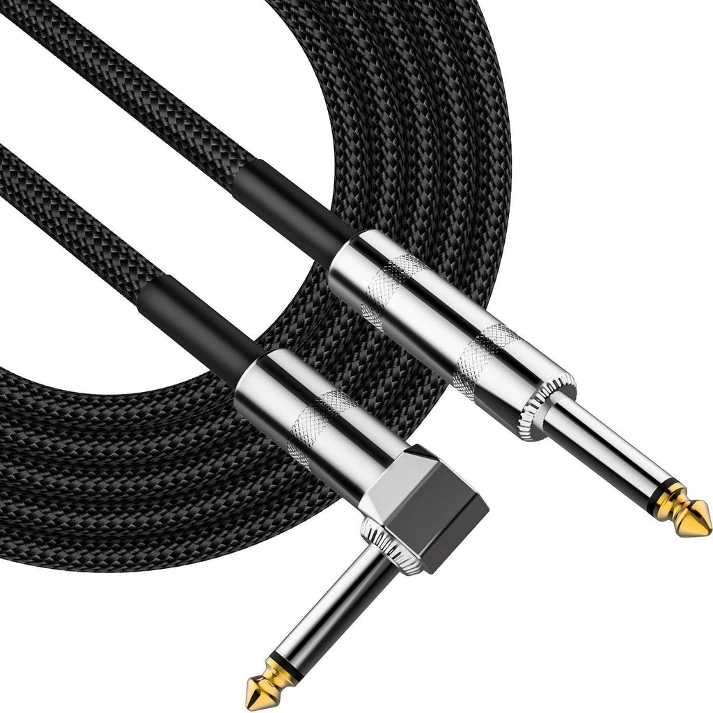 [AUSTRALIA] - YUWAKAYI Guitar Cable 10ft, Professional Instrument Cable Bass AMP Cord with 1/4" Plug and Braided Jacket Design for Electric Guitar, Bass Guitar, Pro Audio (Right Angle to Straight, Black) Right angle 
