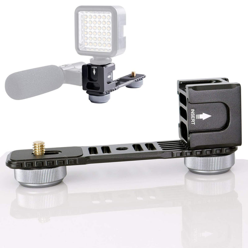 koolehaoda 4-Cold Shoe Mount Gimbal Extension Bracket, Universal Mic Stand and Light Mount Plate Adapter for 3Axis Gimbal with 1/4'' Threads for LED/Mic Mounting