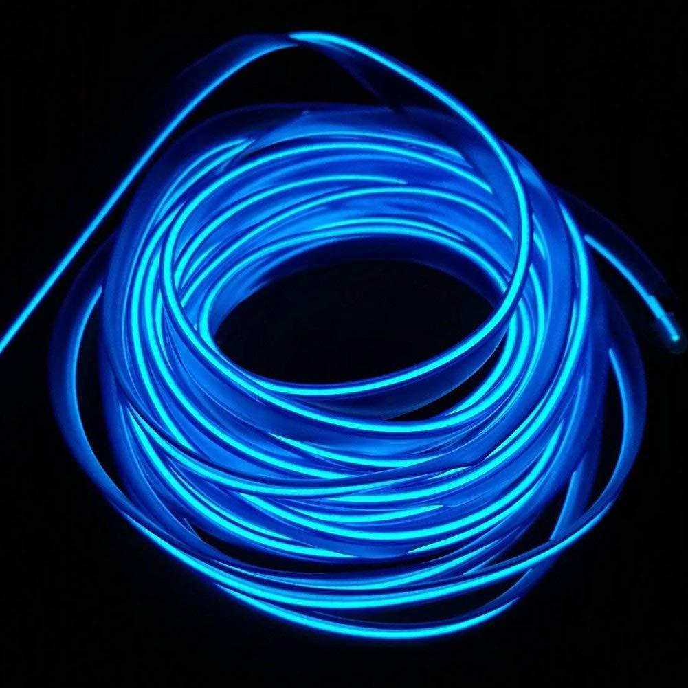 El Wire 5M/16FT 12V Neon El Lights Rope Neon Glowing Strobing Electroluminescent Wire Neon Lights for Garden Decorations Rope Lights(Blue) Blue