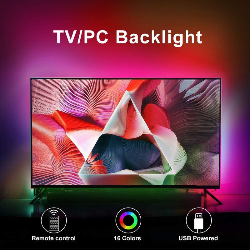 [AUSTRALIA] - LED TV Backlights, 3.3Ft RGB LED Strip Lights kit with Remote and USB Powered for 32-50 Inch TV, 16 Colors 4 Dynamic Lighting Effects, Bias Lighting for PC Monitor, Home Theatre 3.3ft (32"-50") 