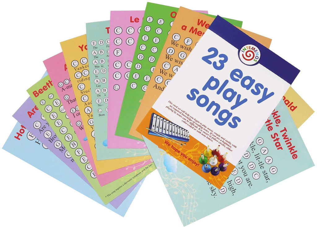 12 Cards Set with 23 Letter-Coded Sheet Music Simple Songs for Kids
