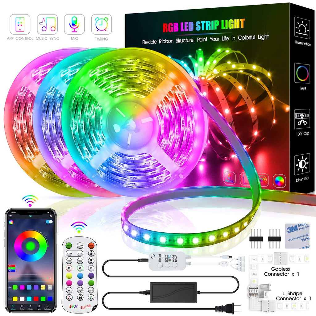 [AUSTRALIA] - Led Strip Lights 50 Feet,TINOCOR Led Lights Strip App Control, Color Changing and Synchronization with Music,Led Lights for Bedroom,Room and Home Decoration 50ft 