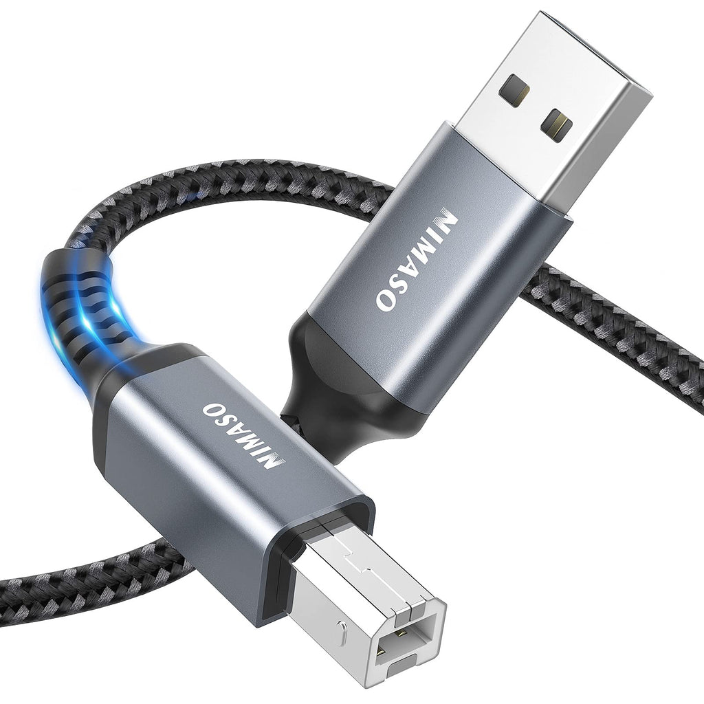 Printer Cable 10 FT/ 3 Meter, NIMASO USB 2.0 Printer Cable USB Type A to Type B Scanner Cord High Speed Compatible with HP, Canon, Epson, Dell, Lexmark, Brother, Xerox, Samsung and More. Grey