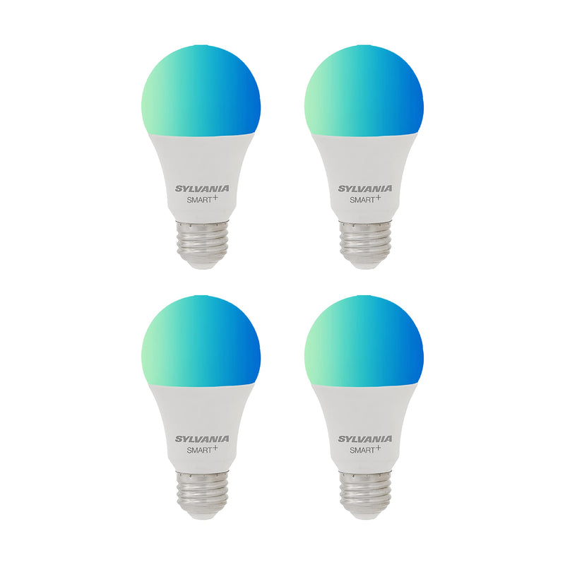 SYLVANIA Wifi Smart Light Bulb, LED 60W Equivalent, Full Color Dimmable A19, Works with Alexa and Google Home, 4 Pack A19 Full Color