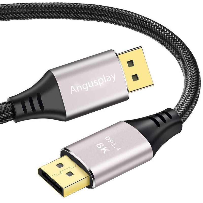 Angusplay 8K DisplayPort 1.4 Cable 5ft, Ultra HD DisplayPort 4K 144Hz Cable Support HBR3(7680x4320 Resolution), 32.4Gbps, HDCP2.2, HDR, eARC, 3D, MST for Monitor Video Graphics Card etc (Black)