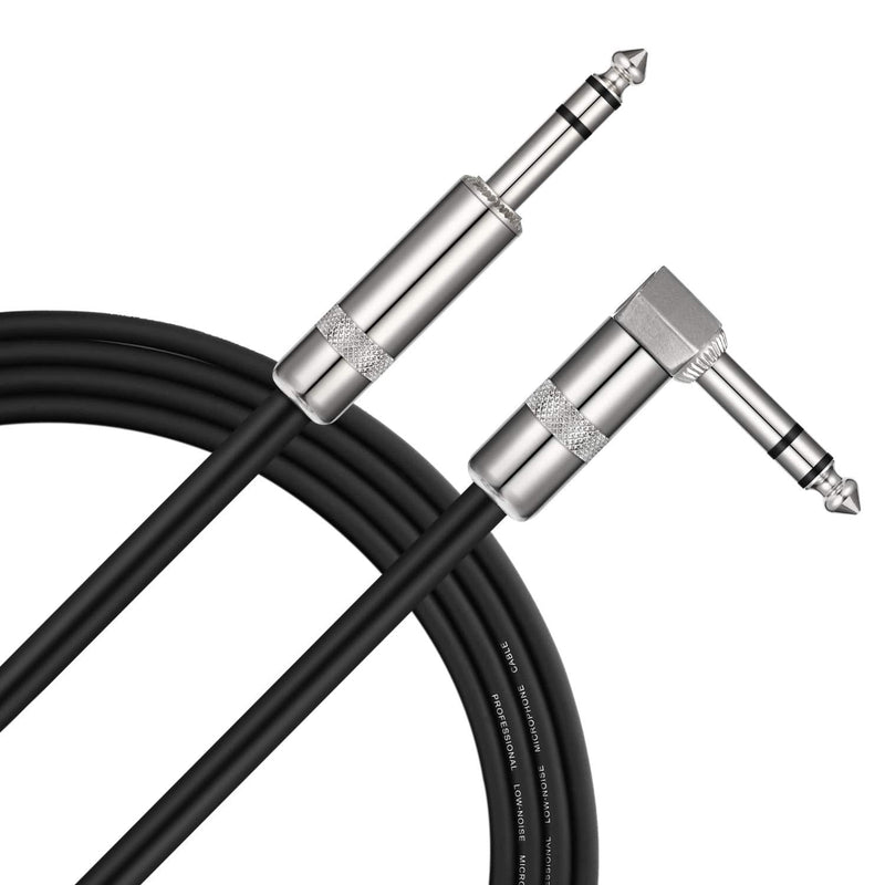 [AUSTRALIA] - Donner 6 ft TRS Cable 1/4” Male Right Angle to 1/4” TRS Male Straight Balanced Stereo Audio Patch Cable Black Cord Sturdy No Hum 6 Feet 