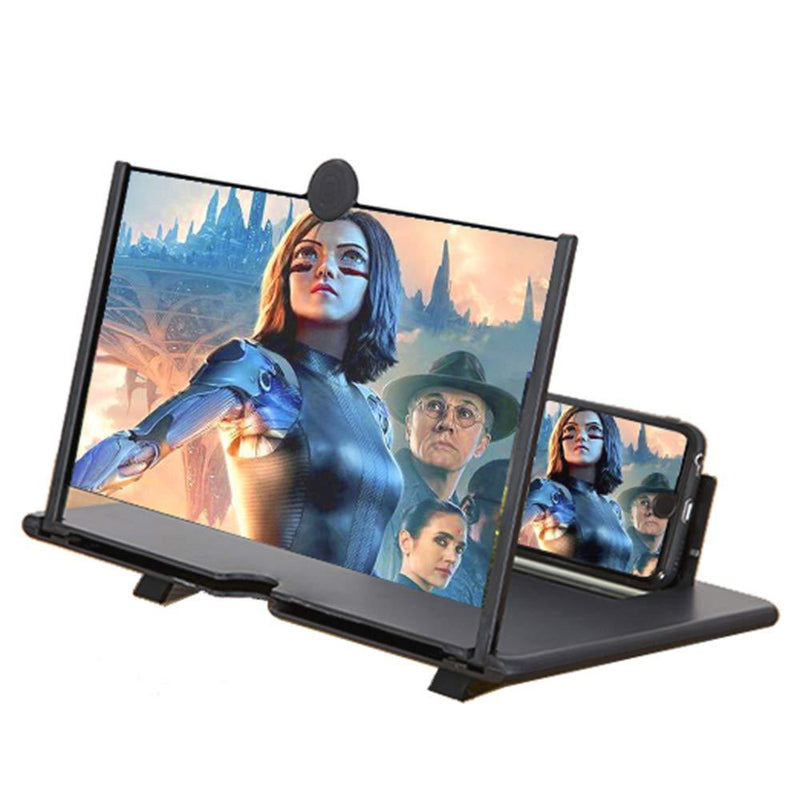 12 inch 3D Phone Screen Magnifier, Folding Design HD Magnifying Holder Stand for Movies, Videos, and Gaming- Anti-Reflective