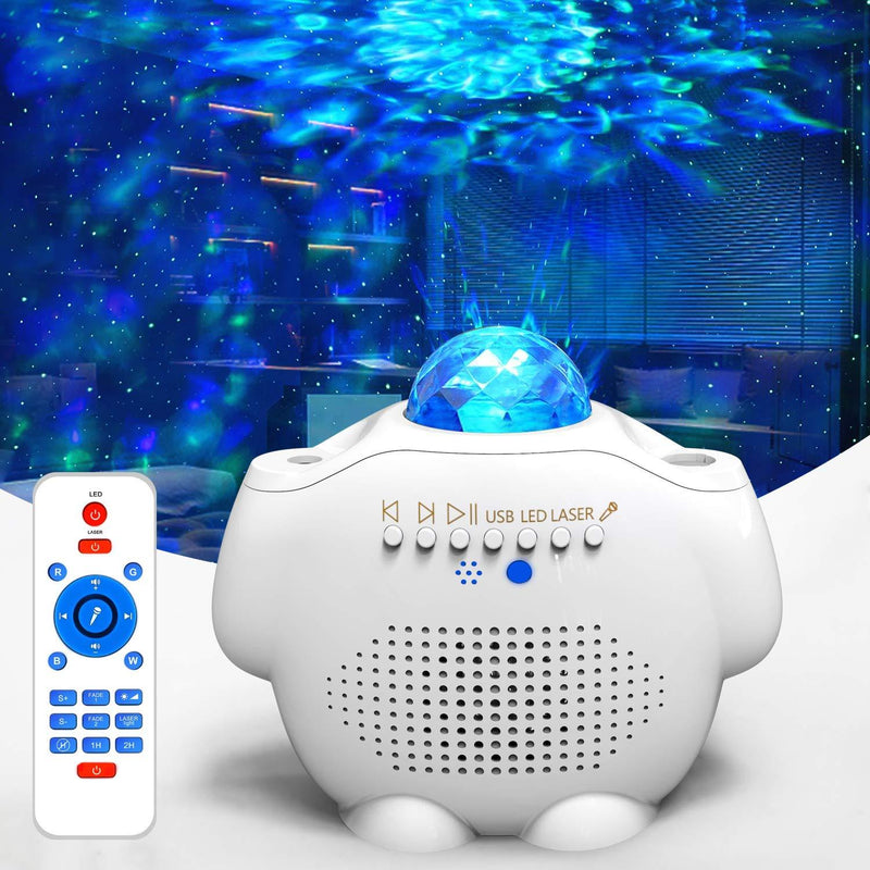 [AUSTRALIA] - Elecstars Star Projector, Night Light with HiFi Bluetooth Speaker, Remote Control Bedside Lamp, Adjustable Lightness, Ideal Gift for Kids, Friends, Living Room Music Player, Decor. White 