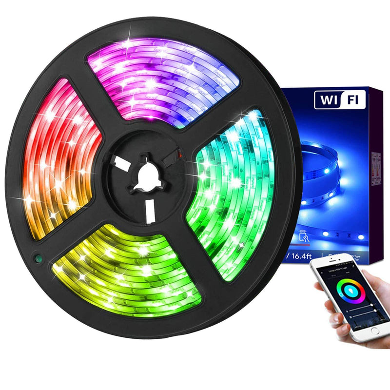 [AUSTRALIA] - pozzolanas 16.4FT LED Strip Lights Waterproof, Color Changing Lights Strip WiFi App Control Box LED Music Lights 7 Scenes Mode RGB 5050 LED Lights for Bedroom Kitchen Party Outdoor Decoration 