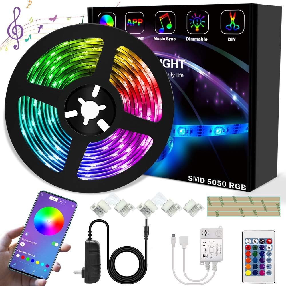 [AUSTRALIA] - LED Strip Lights,16.4ft/5M LED Color Changing Strip Lights with 24-Key Infrared Remote Control, RGB SMD 5050 Dimmable Flexible LED Tape Lights for Home, Bedroom, Kitchen DIY Decoration 