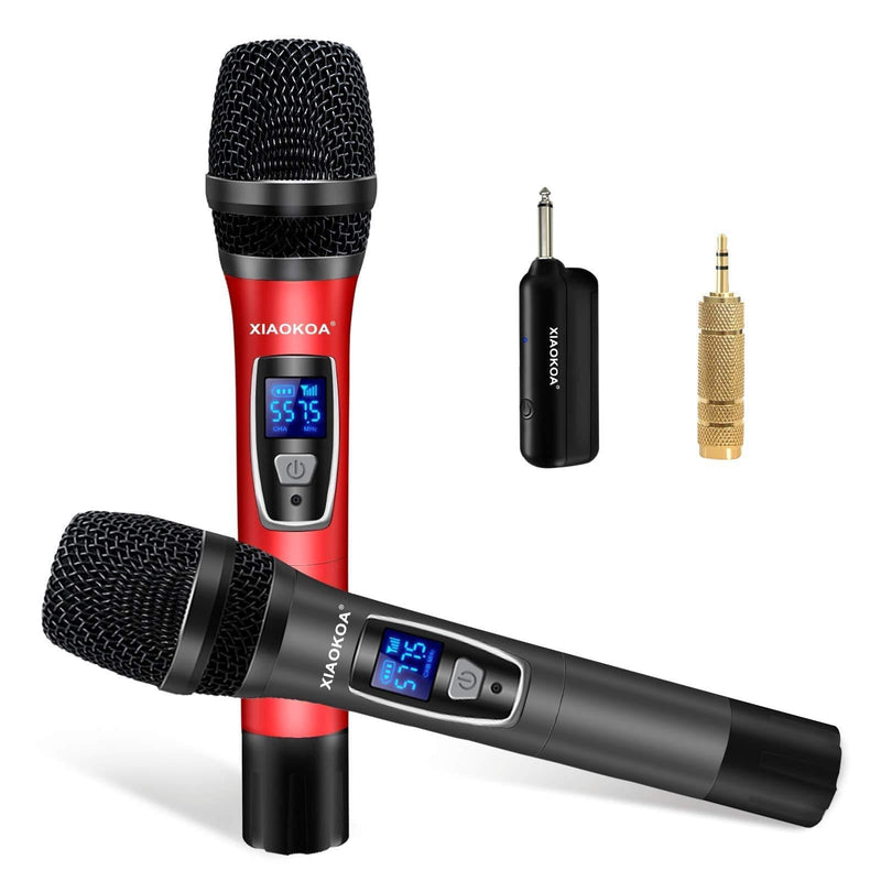 [AUSTRALIA] - Handheld Wireless Karaoke Microphone,UHF Dual Channel Professional Cordless Microphones,1800MAh Rechargeable Receiver,Ideal for Party, Church,Singing,Compatible with Voice Amplifier, PA System 