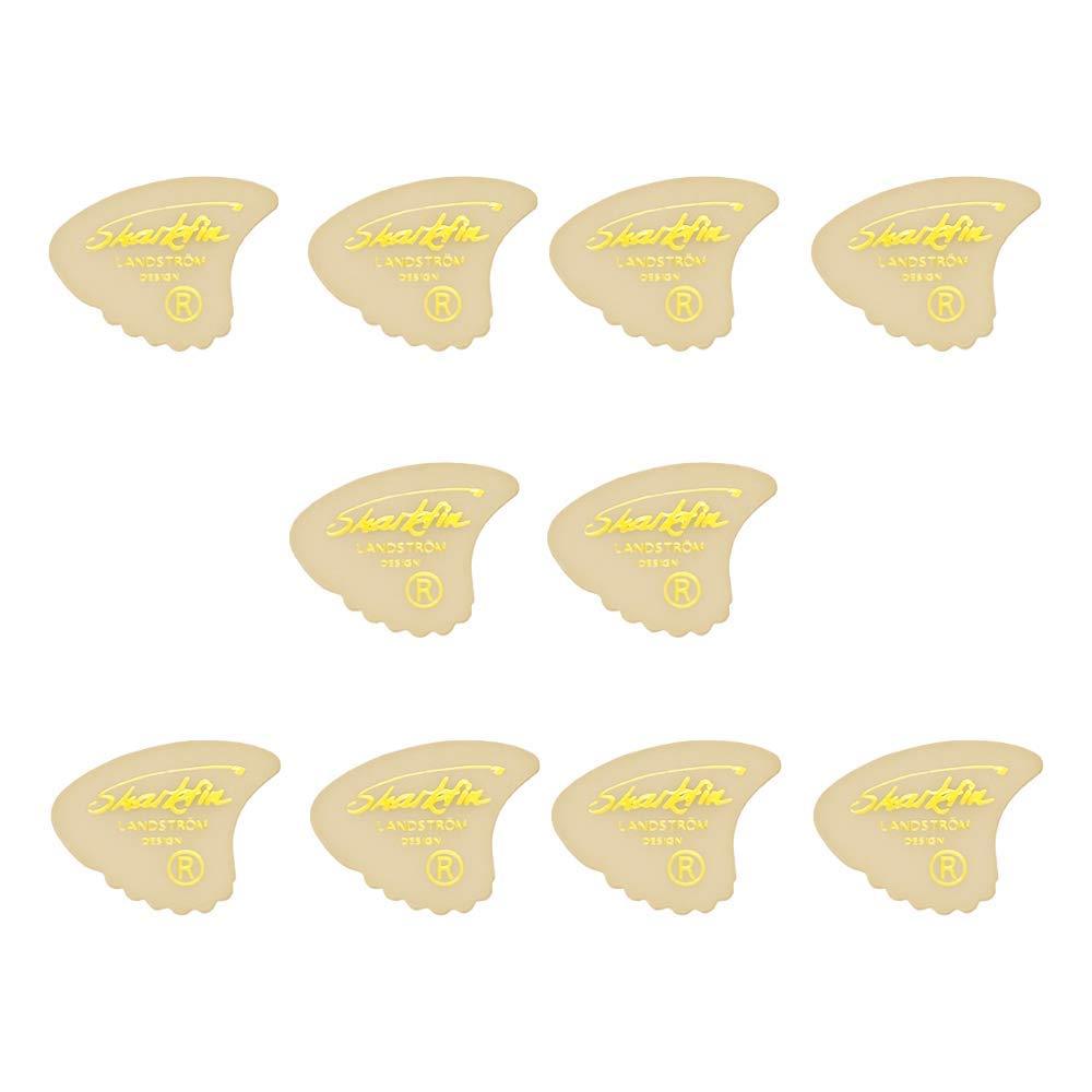 The original legendary Landstrom design from Sweden Sharkfin guitar picks 10 Pack White Goldprint Medium