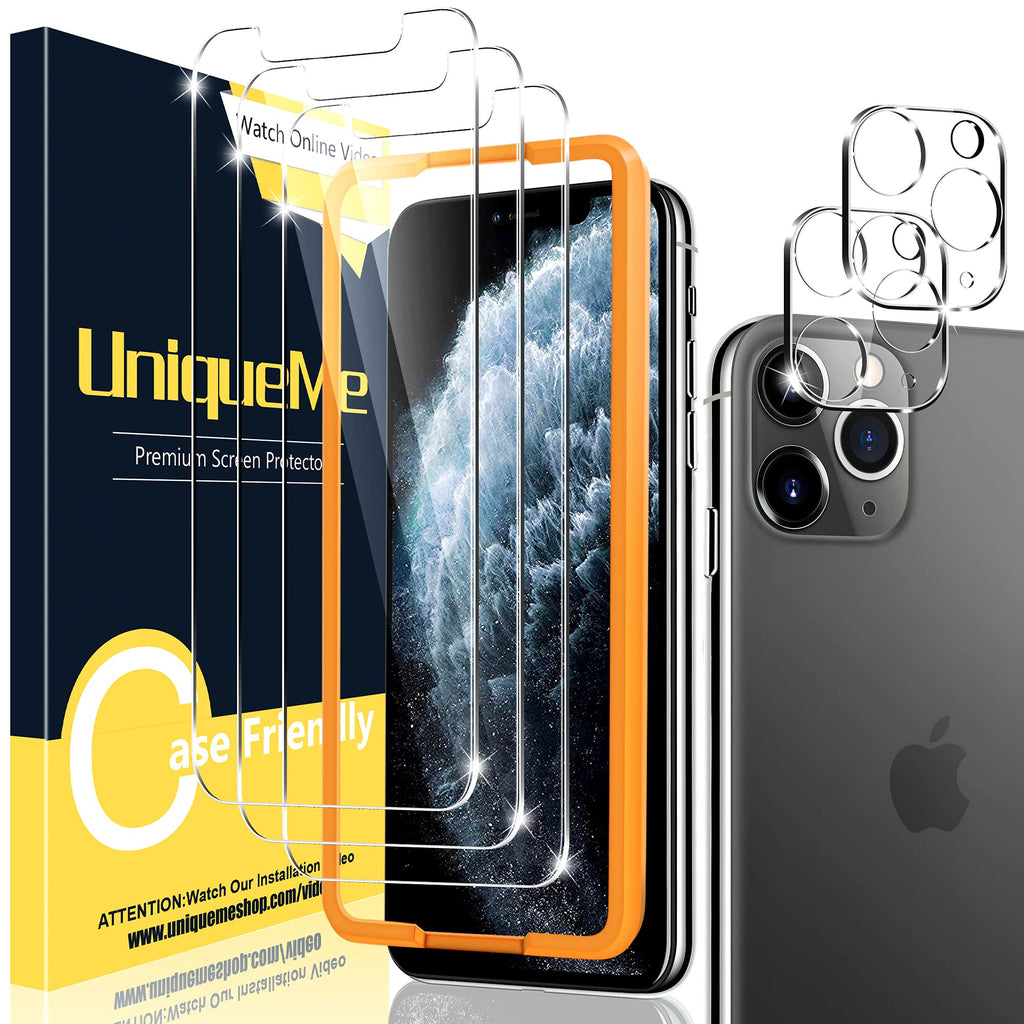 [2+3 Pack] UniqueMe Camera Lens Protector and Screen Protector Compatible with iPhone 11 Pro Max 6.5 inch Tempered Glass HD Clarity Bubble Free Easy Installation【Not for iPhone 12 Pro Max】