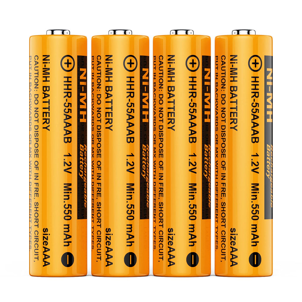 4 Pack 550mAh 1.2V AAA Rechargeble Battery,HHR-55AAABU NI-MH Replacement Battery for Pasonic Cordless Phones