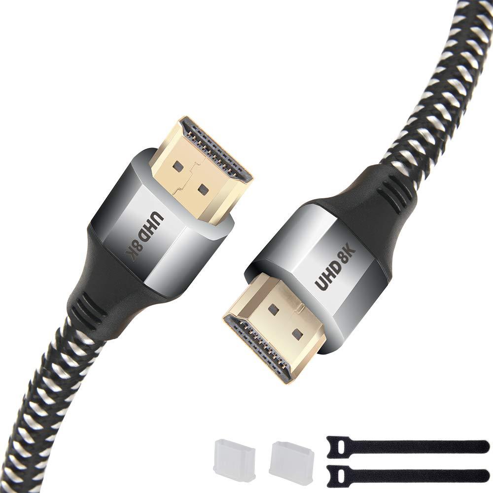 8K HDMI Cable 6.6ft High Speed HDMI 2.1 Cables Cords 48Gbps 8K@60Hz, 4K@120Hz Dolby Vision, HDCP 2.2, 4:4:4 HDR, eARC, Gaming Compatible with Apple TV Roku Netflix Fire TV PS5 PS4 Xbox Samsung Sony LG 6.6ft/2m