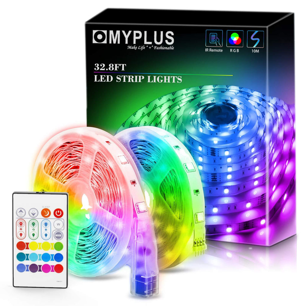 [AUSTRALIA] - 32.8ft LED Strip Lights, MYPLUS RGB Led Light Strip with Remote, Color Change DIY Tape Lights,300 pcs SMD 5050 RGB for Bedroom,TV,Home,Festival,Party 32.8ft/Non-Waterproof 