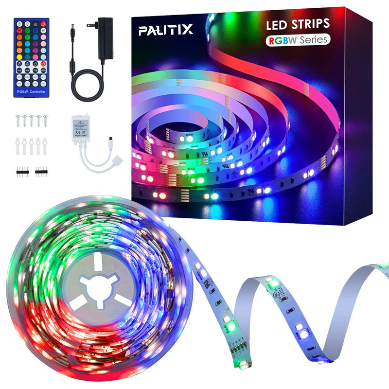 [AUSTRALIA] - LED Strip Lights RGB+White,PAUTIX UL Listed 16.4ft Color Changing Light Strips with Remote 300LEDs Multicolor Flexible Tape Lights Kit for TV, Room, Bedroom, Kitchen, Party DIY Decoration Rgb & White 