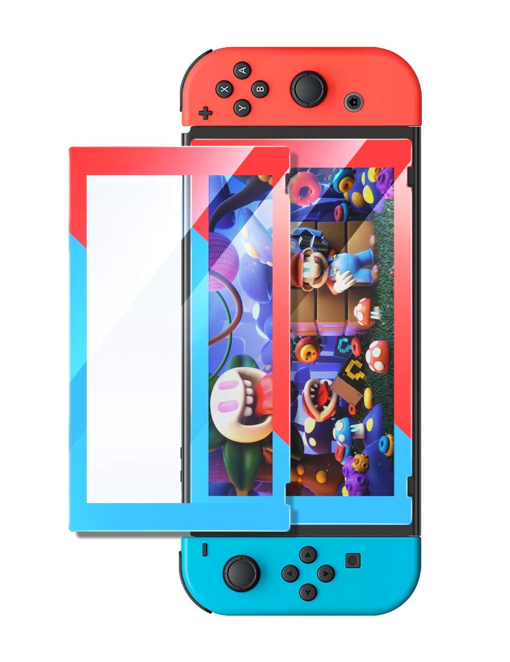 UGREEN Switch Screen Protector for Nintendo Switch Tempered Glass Screen Red and Blue Theme Color Border with Transparent HD Clear Anti-Scratch(Red/Blue)