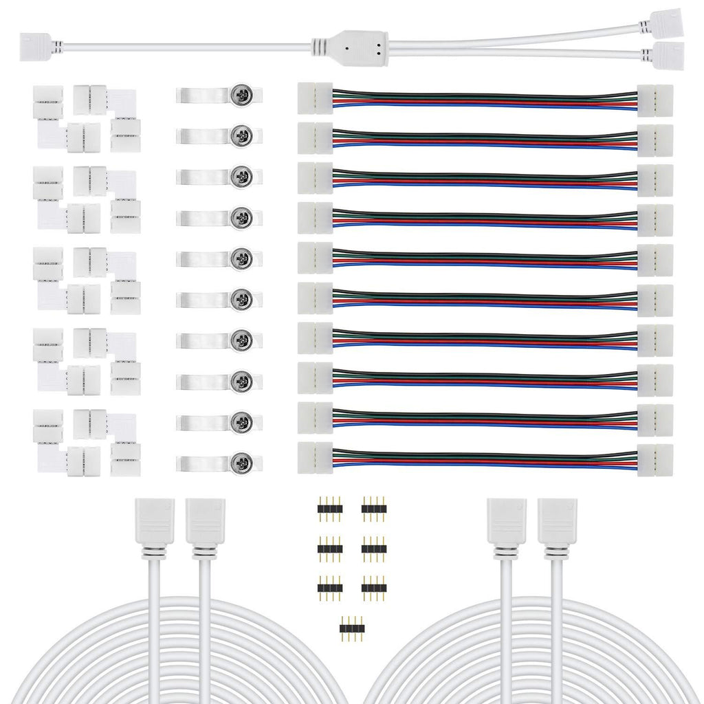 [AUSTRALIA] - JIRVY LED Strip Connector Kit for 5050 10mm 4Pin,Includes6Types of Solderless LED Strip Accessories,Provides Most Parts for DIY 