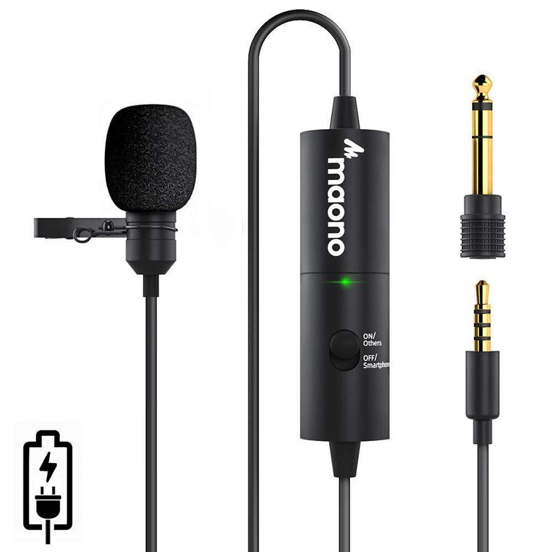 [AUSTRALIA] - Lavalier Microphone MAONO AU-100R Rechargeable Omnidirectional Condenser Clip On Lapel Mic with LED Indicator for Recording, Interview, Vlogging, Voice Dictation, ASMR, Camera, DSLR, Smartphone, PC 